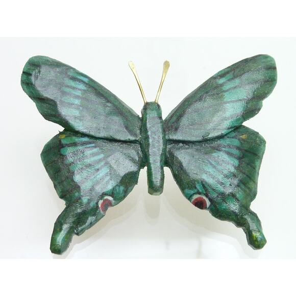 Vintage Hand Made Wood Boho Butterfly Brooch Pin - Picture 2 of 5